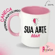 Caneca Porcelana Personalizada Interior Colorido 325ml MONTAMOS SUA ARTE Presente Decorada Estampada