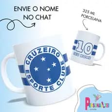 Caneca Personalizada Cruzeiro Porcelana Coloque Seu Nome Caneca Time de Futebol Xícara Personalizada