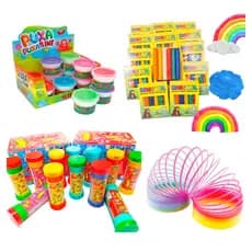 Kit 20 Brinquedos Bolha de Sabão Slime Massinha de Modelar Sacolinha Surpresa Mola Maluca Infantil