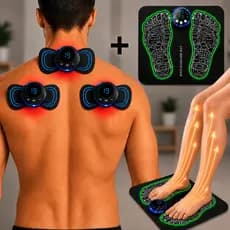Kit Mini Massageador EMS 3 Unidades + Tapete Massageador Elétrico Relaxamento Muscular