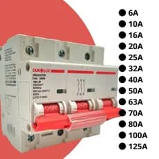 Disjuntor curva C tripolar trifásico triplo 110v 220v para ar condicionado chuveiro bomba d'água 32A 40A 50A 63A 70A 80A