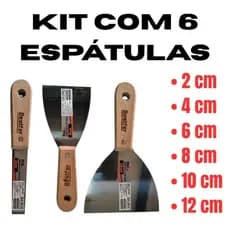 Kit de espátulas de aço inox com cabo de madeira para gesseiro e pintor