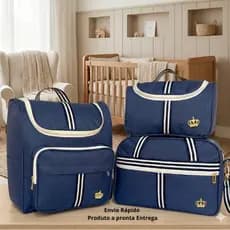 Kit Classic Marinheiro Bolsas Maternidade 03 peças Mochila Bolsa saída e Necessaire