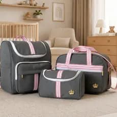 Kit Classic Rosa Bolsas Maternidade com 03 peça Mochila, Bolsa  e Necessaire