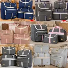 Linha Classic Bolsas Maternidade Kit completo Mochila, Bolsa e Necessaire -  Menino e Menina