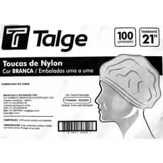 Touca Nylon Branca Reutilizavel Tamanho 21'' Pct 100un Talge