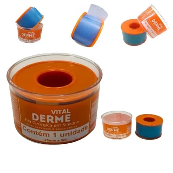 Fita Cirurgica De Silicone Adesiva Rolo 2,5cm x 5 metros VitalDerme