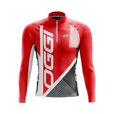 Camiseta Para Ciclista Oggi  Vermelha Manga Longa Proteção UV