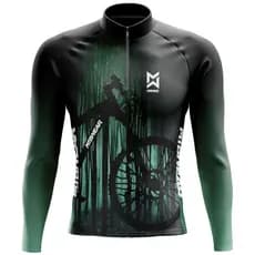 Camiseta Para Ciclista MTB BIKE VERDE MANGA LONGA Adulto e Infantil