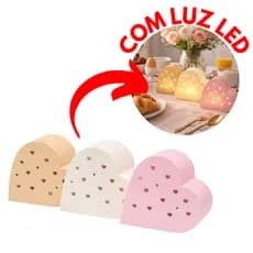 Kit 3 Corações de LED Pronto Uso – Decoração Romântica para Quarto, Presente Dia das Mães e Namorados