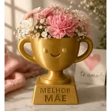 Troféu Melhor Mãe Vaso de Flor Decorativo Presente Dia das Mães - Excelente Presente Criativo