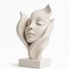 Estatueta Decorativa Rosto Feminino Abstrato Escultura Elegante
