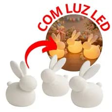 Enfeite de Páscoa LED Pronto Uso – Trio de Coelhos Minimalistas Decorativos