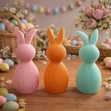 Enfeite de Páscoa – Trio de Coelhos Decorativos Minimalistas Coloridos