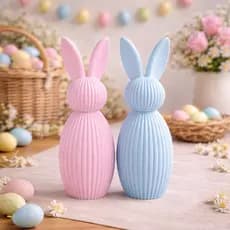 Dupla Coelhinhos Minimalistas decorativos de Páscoa azul e rosa