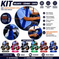 KIT CAPA DE VOLANTE+CÂMBIO+ CINTO para Ônibus, Caminhões  Micro-Ônibus em Tecido Oxford