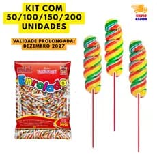 Pirulito Mini Enrolado Tutti-Frutti Aprox 50 Unidades 300g | Festa, Lembrancinha e Doces Infantis