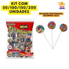 Pirulito Mini Redondo Tutti-Frutti Aprox 50 Unidades 250g | Festa, Lembrancinha e Doces Infantis