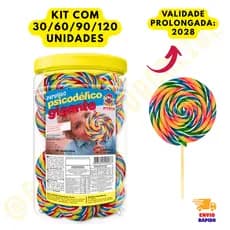 Pirulito Psicodélico Gigante Colorido Chaves 35g Pote Com 30 Unidades| Festa, Lembrancinha e Doces
