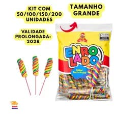 Pirulito Grande Enrolado Tutti-Frutti Aprox 50 Unidades 650g | Festa, Lembrancinha e Doces Infantis