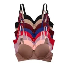 Kit 5 Sutiãs Plus Size Reforçado Microfibra Alça Larga Com Bojo