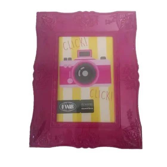 Porta Retrato Retrô De Plástico Rosa 10 x 15 cm 92511