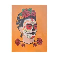 Placa Metal Fk Face W Flowers Fd Branco 26X20X1Cm 43001