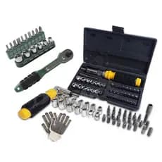 Kit Jogo Chave Catraca 17 Peças + Jogo  Soquete 41 Peças
