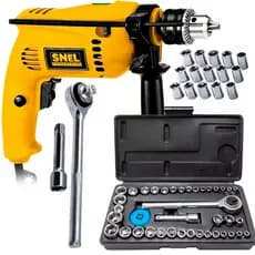 Furadeira de Impacto 500W 127v ou 220v + Jogo Kit de Soquetes 40 peças