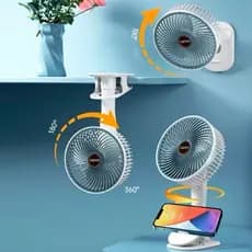 Mini Ventilador Portatil e Recarregavel com Suporte para Celular e Clip de Suporte em qualqer lugar
