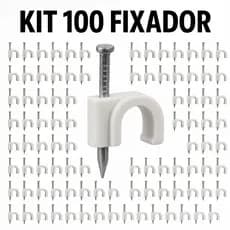 Kit 100 Grampo  Fixa Fio Cabo Coaxial Parede Branco Prego De Aco 8 ou10 mm