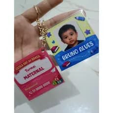 Kit 3 Chaveiros Identificação Escolar Com Foto e Nome Personalizado Mochila Lancheira Creche Escola Infantil Segurança
