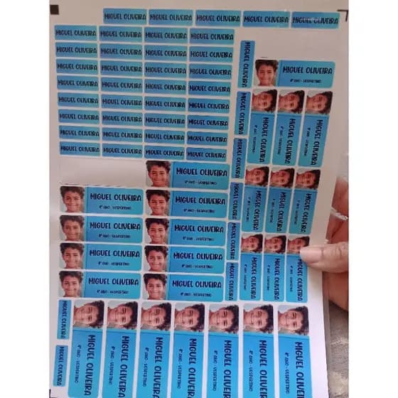 Etiqueta escolar - Kit etiqueta escolar personalizada com foto - 72 etiquetas para material escolar ADESIVO GLOSSY