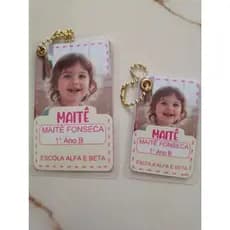 KIT 3 Chaveiros Identificação Escolar Personalizado Com Foto Nome e Escola Plastificado -2 Grandes e 1 Pequeno CHAVEIRO