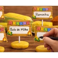 Kit Plaquinhas Festa Junina para Identificar Comidas Típicas | Decoração Arraiá | Mesa Junina Personalizada