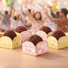 Forminha Jardim das Margaridas para Doces 4 pétalas  | Kit 50 ou 100 | Papel Fotográfico | Brigadeiro Festa