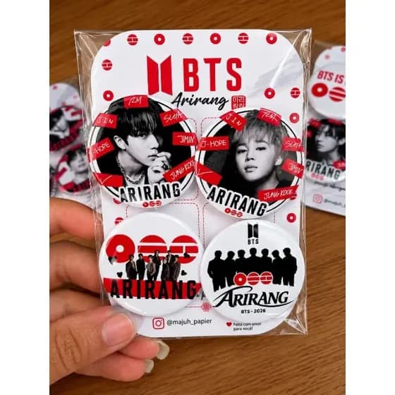 Bottons BTS Kpop 44mm ENVIO RÁPIDO Kit Broche Lembrancinha Army Mimos Broche Lembrancinha Army Broche bts Arirang