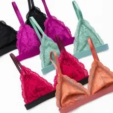Sutiã de Renda Feminino Kit 6 Peças Sem Bojo Alças Reguláveis