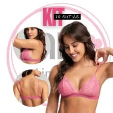 Sutiã De Renda Feminino Sem Bojo Kit 10 Peças Sem Metal Com Forro