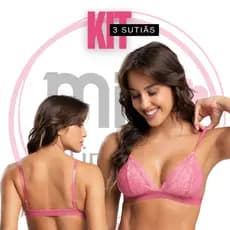 Kit 3 Sutiã De Renda Feminino Sem Bojo Tipo Top Com Forro