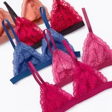 kit 5 Sutiã Feminino De Renda Tipo Top Com Forro Alças Reguláveis