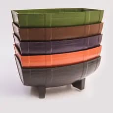 Kit 3 Vasos Jardineira Floreira Plástico Barril Plantas