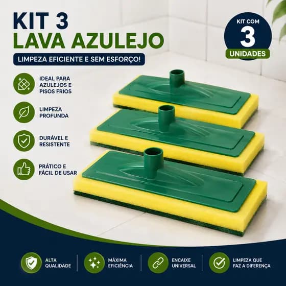 Kit 3 Esfregão Esponja Lava Piso Azulejo Fibra Para Limpeza Faxina Pesada