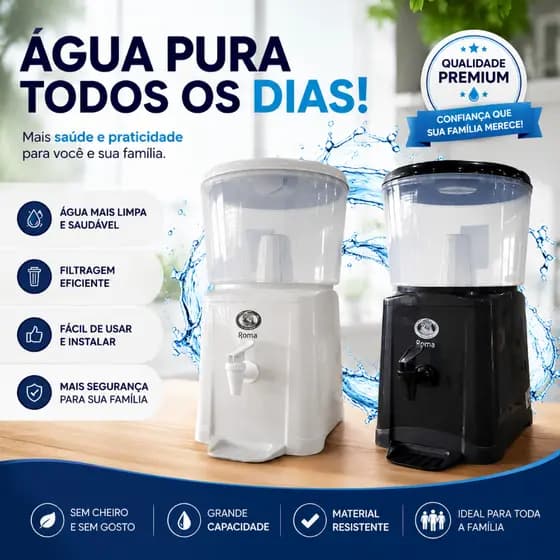 Bebedouro Filtro Para Água Com Base Cuba De Barro 6L Compacto