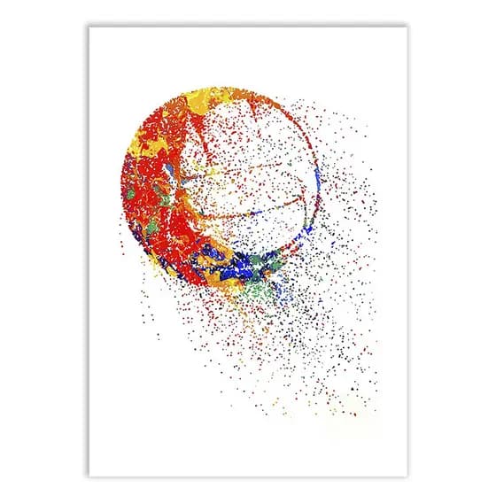 Placa Quadro Decorativo Vôlei Bola Estilo Aquarela Esportes Decoração Poster