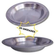 kit 20 pratos escolar atacado prato de aluminínio