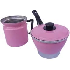 Cuscuzeiro individual 3 em 1 rosa bebe em aluminio resistente