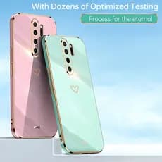 Capa De Celular Espelhada Quadrada Coração Amor Para Xiaomi Redmi Note 8 Pro Note8 2021 Redminote8 Xiomi Coque Borda Dourada Luxo