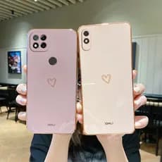 Capa De Silicone Espelhada Com Coração Quadrado Para Xiaomi Redmi 10C 9 9A 9T 9C 10A Redmi10C Redmi9 Redmi9A Redmi9T