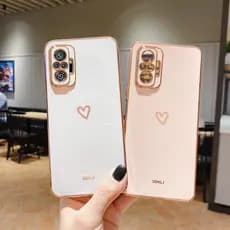 Capa De Celular De Silicone Com Revestimento Quadrado De Coração Amor Para Xiaomi Redmi Note 10 Pro Max 10S 10Pro